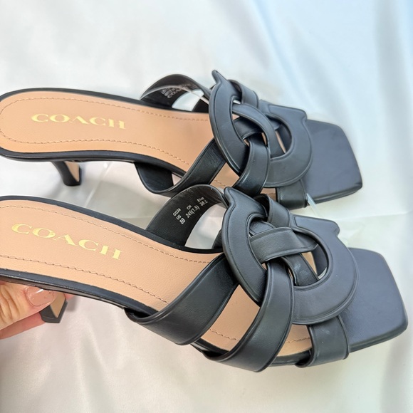 COACH Kellie Chic Black Leather Sandals NWOT - Picture 7 of 8